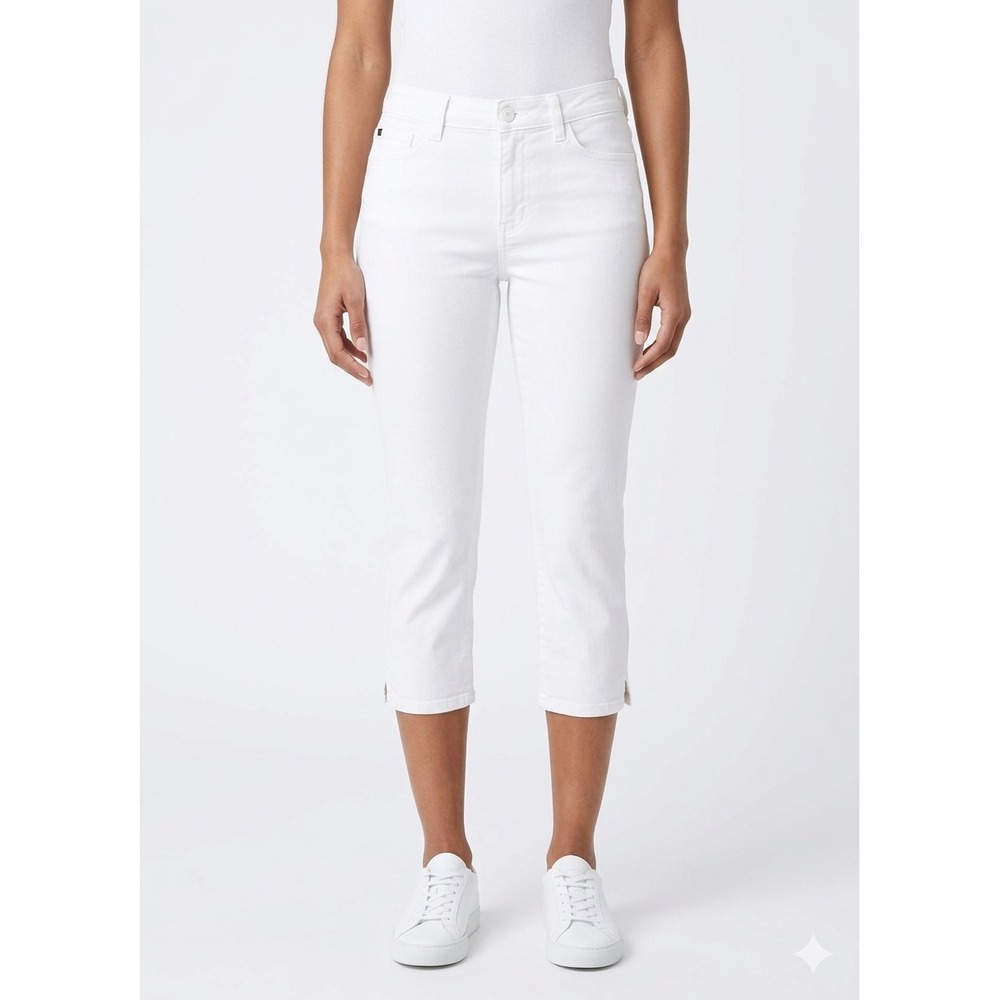 NYDJ Pants Women's 6P White Stretch Lift Tuck Flat‎ Front Cropped Chino Slimming